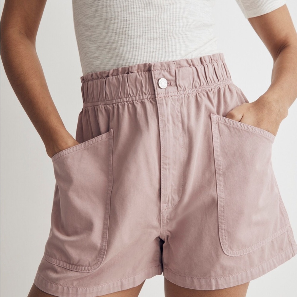 Madewell Denim Pull-On Paperbag Utility Shorts - Size 30 - Dusty Pink